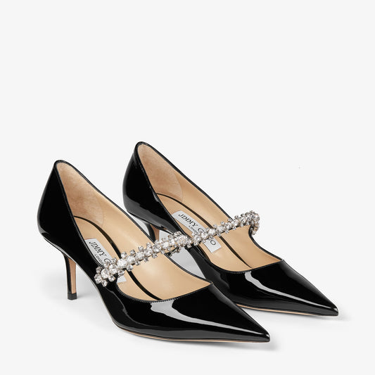 Bing Pump 65 Black Patent Leather Pumps with Swarovski Crystals