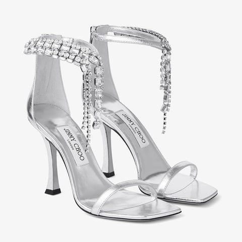 Verity Sandal 100 Silver Vintage Metallic Leather Sandals