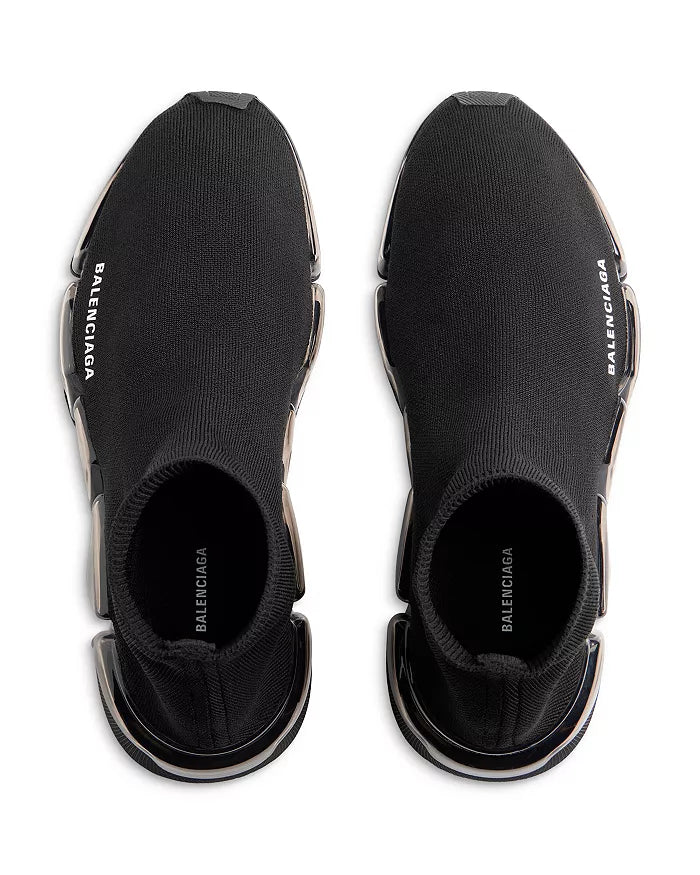 Balenciaga Men's Speed 2.0 Full Clear Sole Knit Sneakers
