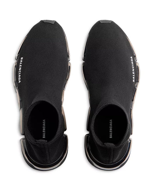 Balenciaga Men's Speed 2.0 Full Clear Sole Knit Sneakers
