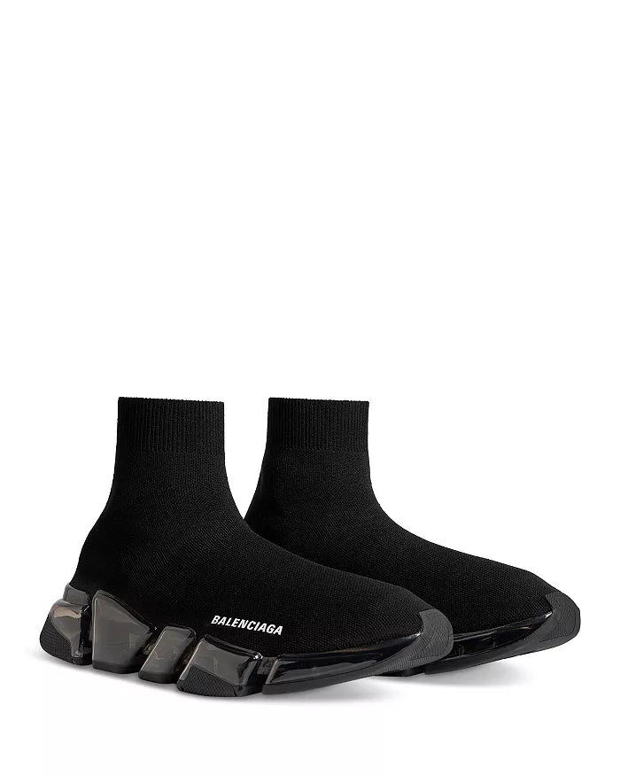 Balenciaga Men's Speed 2.0 Full Clear Sole Knit Sneakers