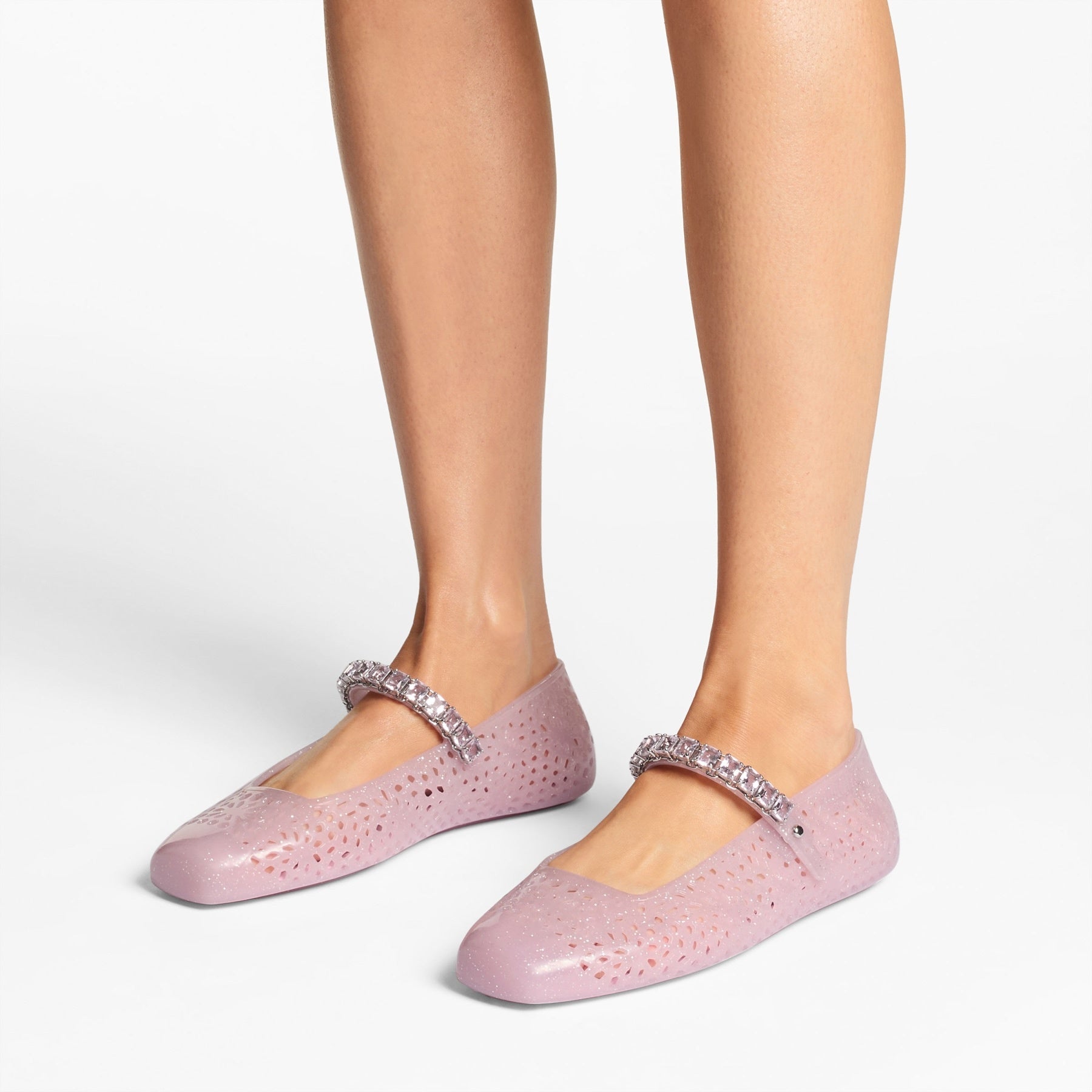 The Jelly Cotton Candy Jelly Ballerina Flats with Crystal Embellishment