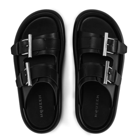 Alexander McQueen Leather Double Buckle Sandals
