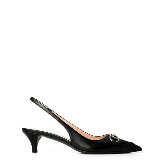 Women's Motif Canvas Horsebit Sling Pumps