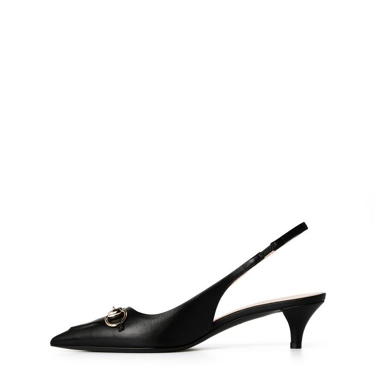 Women's Motif Canvas Horsebit Sling Pumps