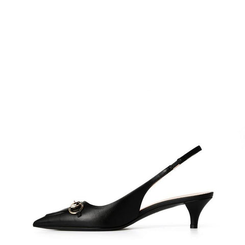 Women's Motif Canvas Horsebit Sling Pumps
