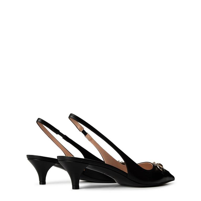 Women's Motif Canvas Horsebit Sling Pumps
