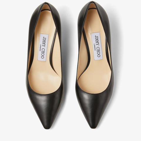 Romy 60 Black Kid Leather Pointed-Toe Pumps