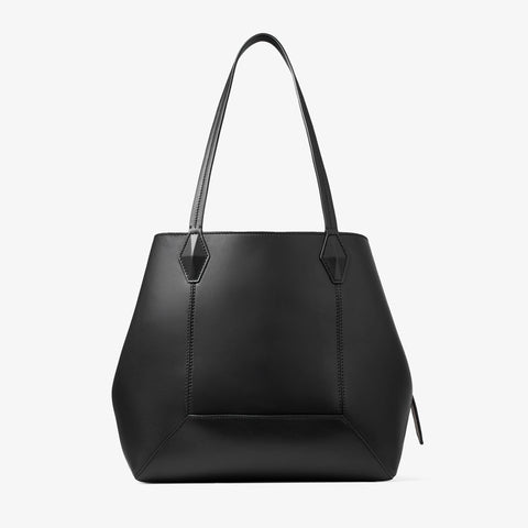 Diamond Tote/M Black Calf Leather Tote Bag