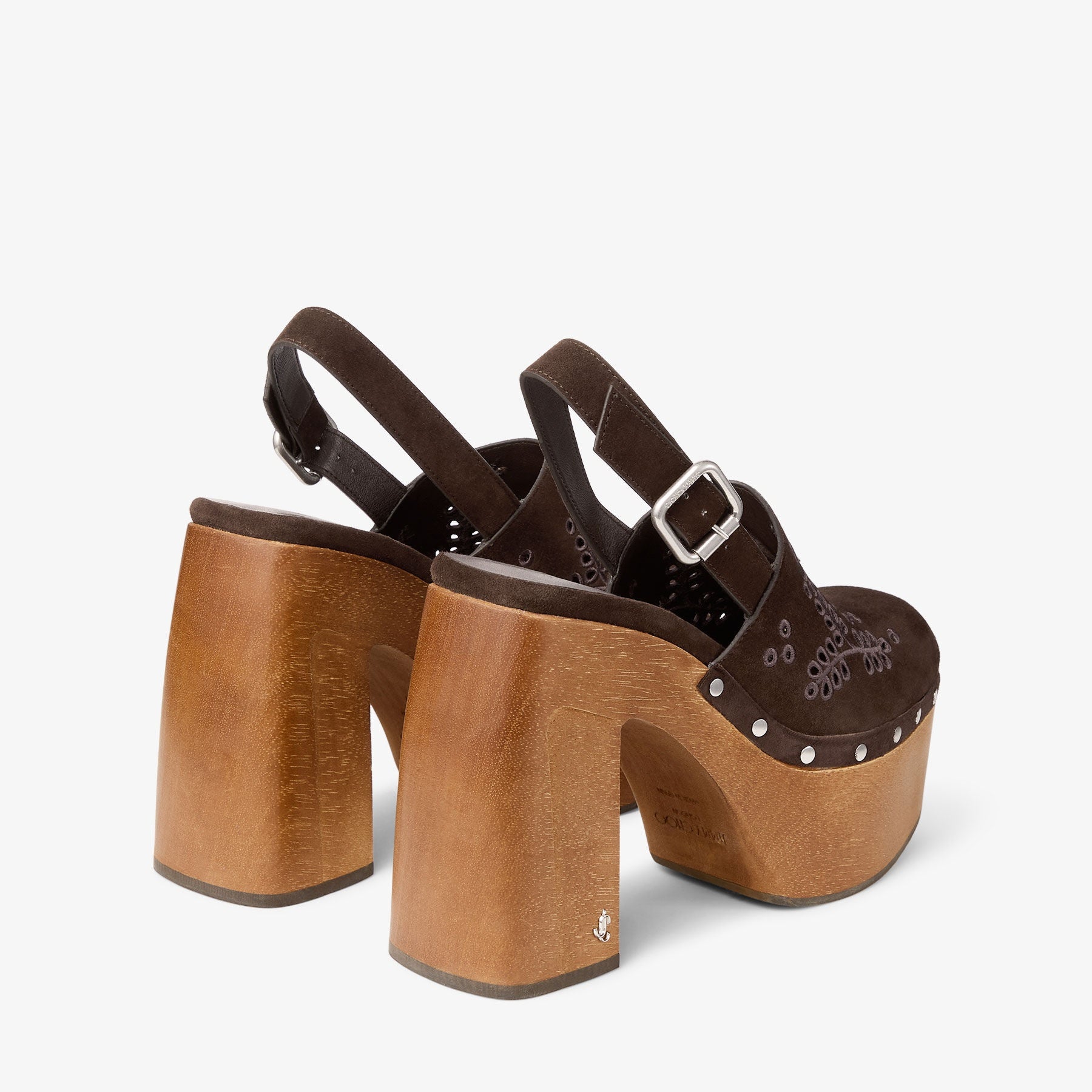 Alida Platform 135 Suede Slingback Clog with Sangallo Embroidery