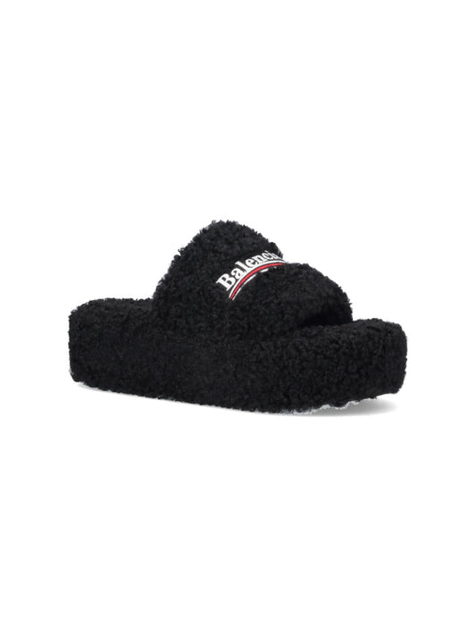 "Furry" slide sandals