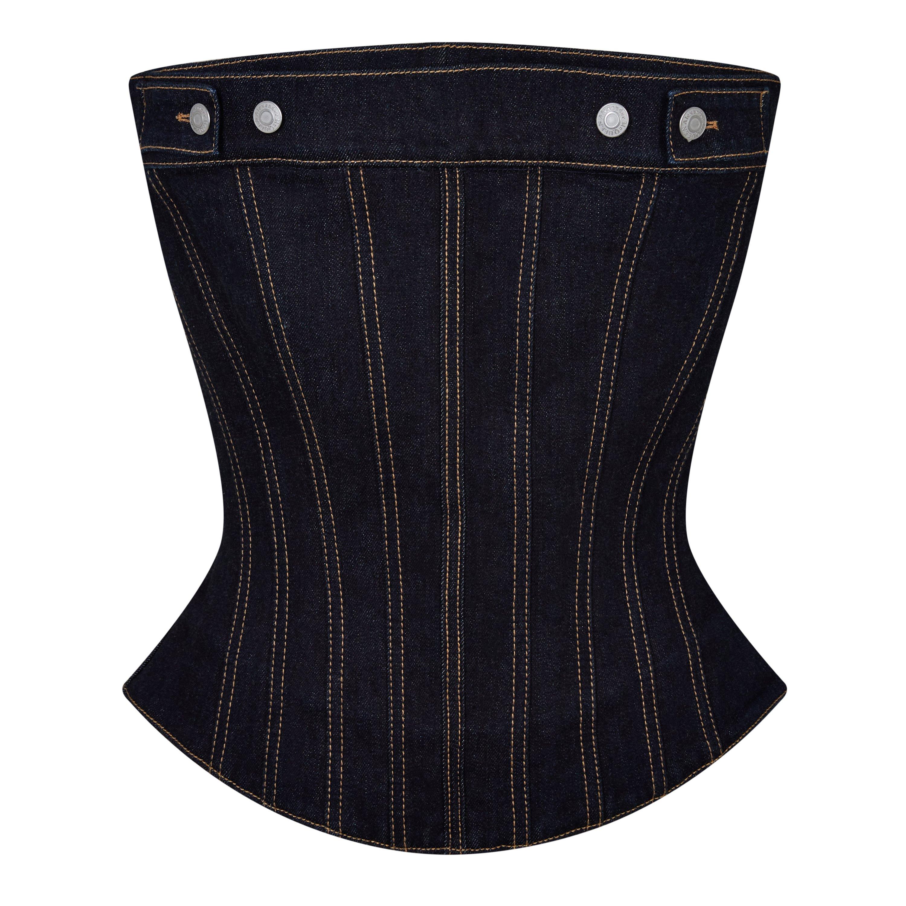 Dark Wash Denim Bustier Top