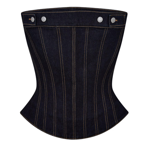 Dark Wash Denim Bustier Top