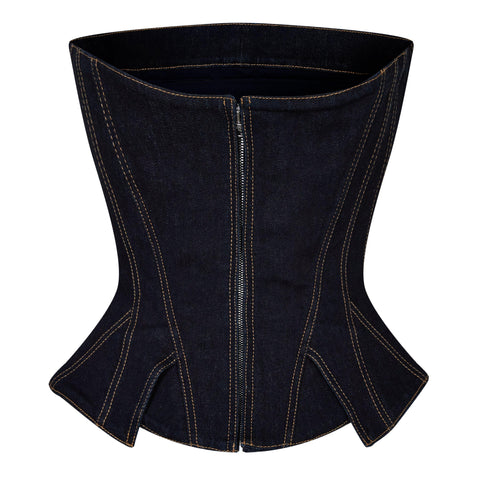 Dark Wash Denim Bustier Top