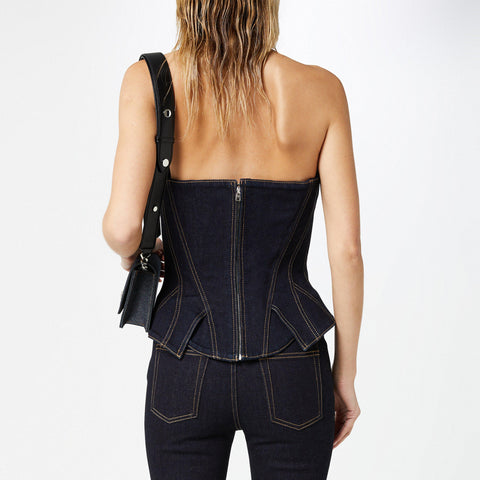 Dark Wash Denim Bustier Top