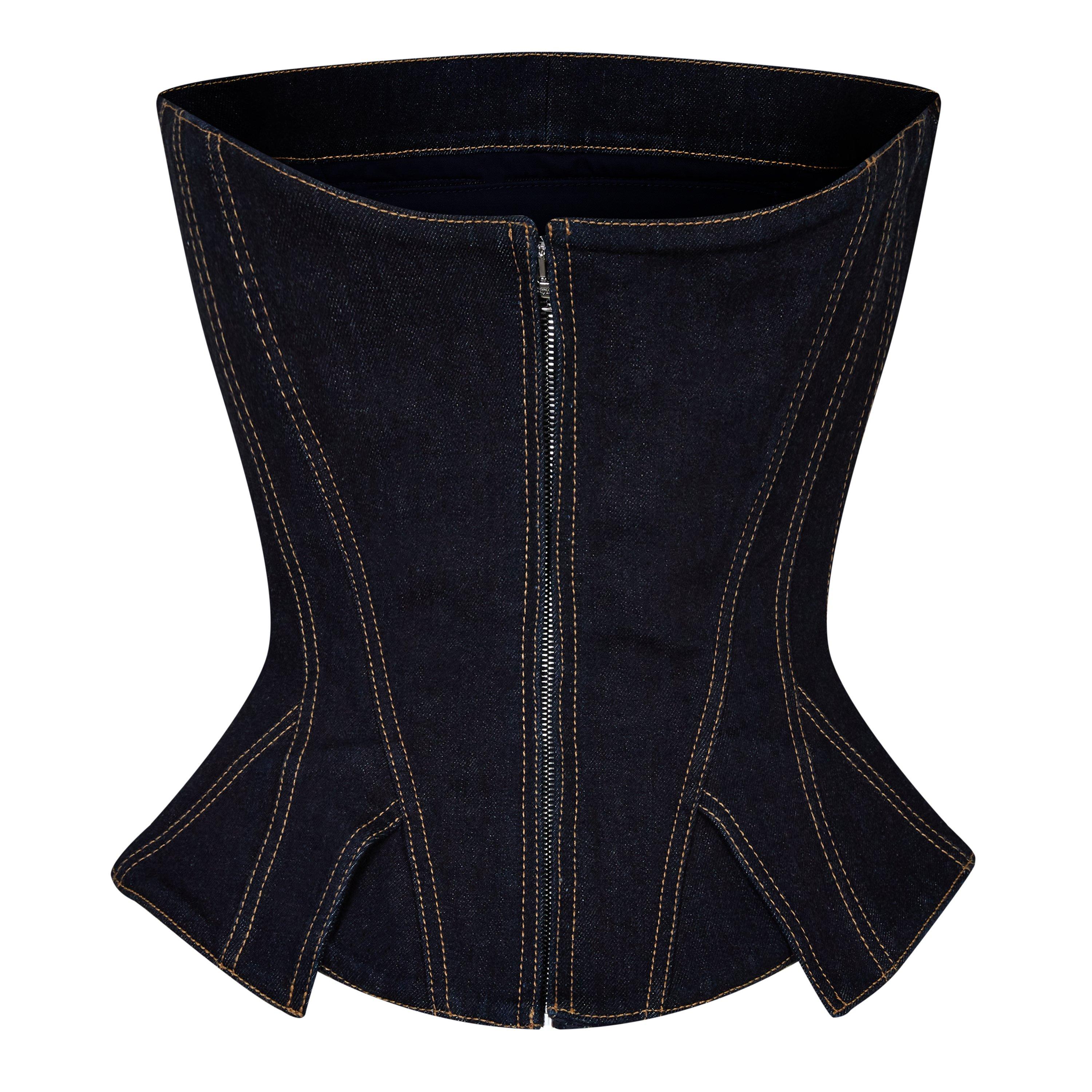 Dark Wash Denim Bustier Top