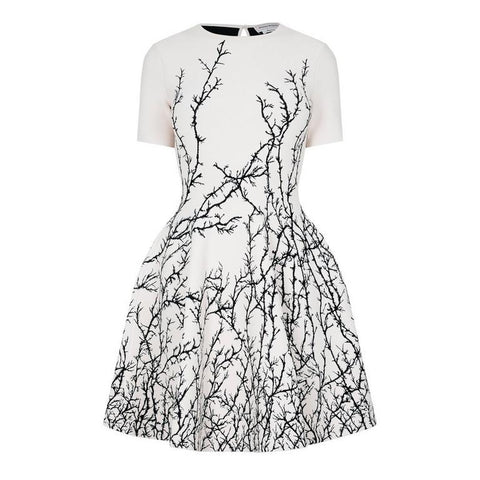 Cream Dress With Decorative Pattern