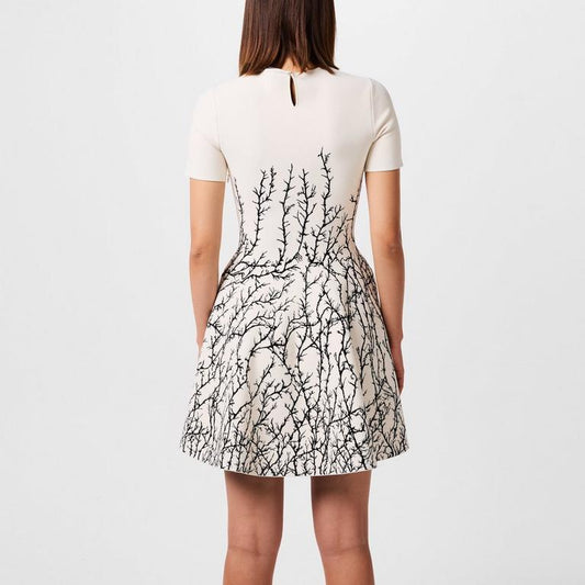 Cream Dress With Decorative Pattern