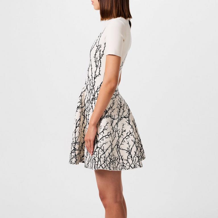 Cream Dress With Decorative Pattern