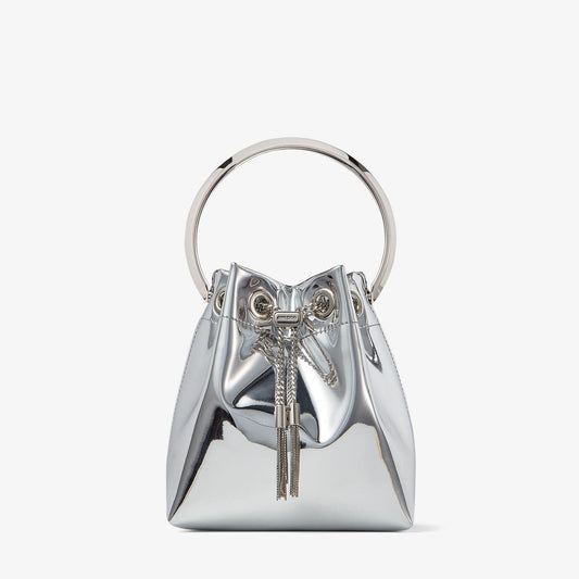 Bon Bon Silver Mirror Fabric Mini Bag with Metal Handle
