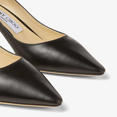 Romy 60 Black Kid Leather Pointed-Toe Pumps