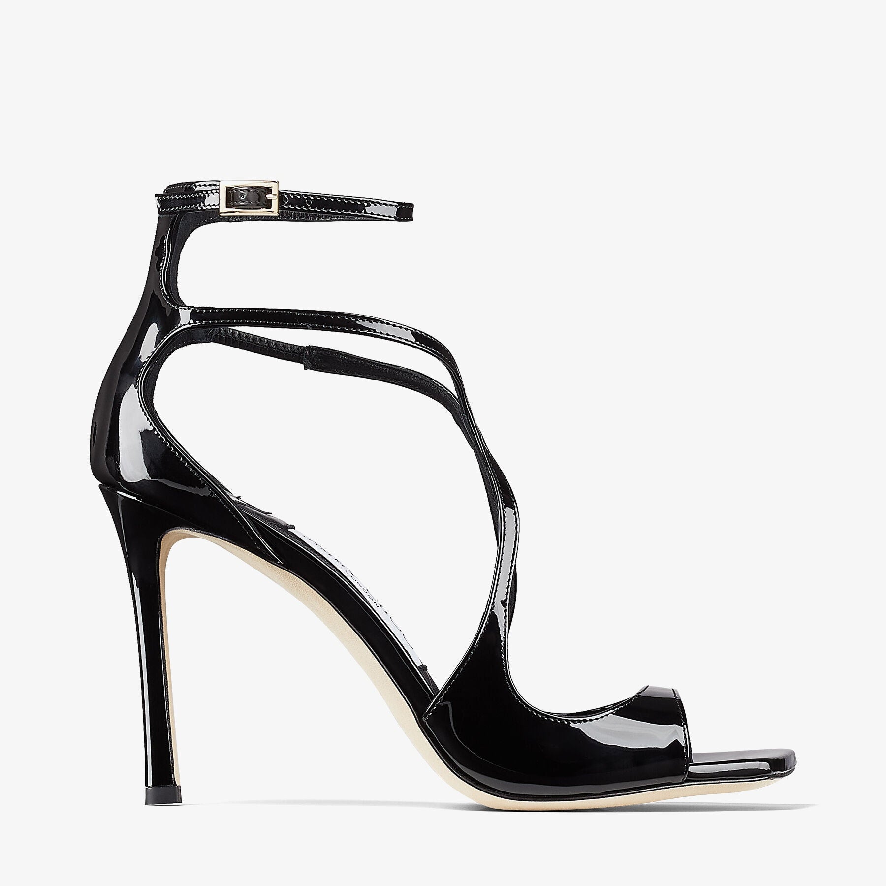 AZIA 95 BLACK PATENT LEATHER SANDALS
