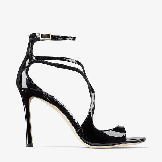 AZIA 95 BLACK PATENT LEATHER SANDALS