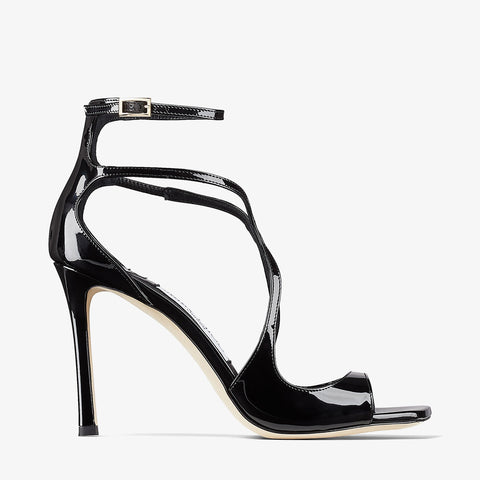 AZIA 95 BLACK PATENT LEATHER SANDALS