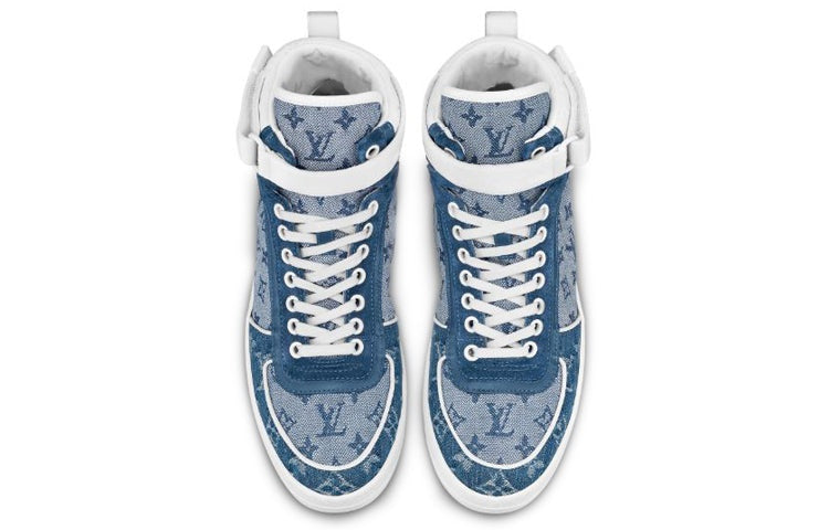 (WMNS) LOUIS VUITTON LV Boombox Monogram High-Top Sneakers Denim-Blue 1A8E3C