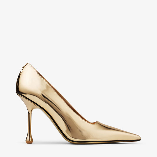 Ixia 95 Gold Liquid Metal Leather Pumps