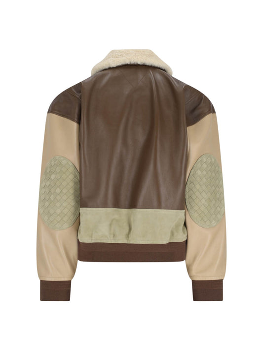 Shearling collar bomber jacket