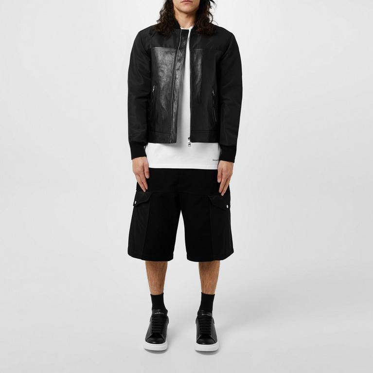 Alexendar Mcqueen Leather And Fabric Jacket
