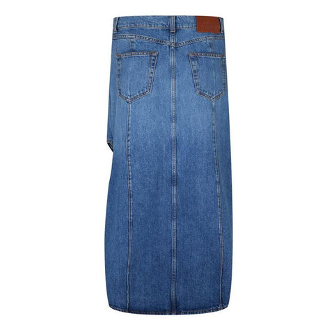 Slashed Denim Midi Skirt