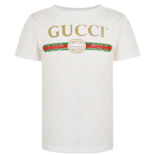 Juniors' Fake Logo Cotton T-Shirt