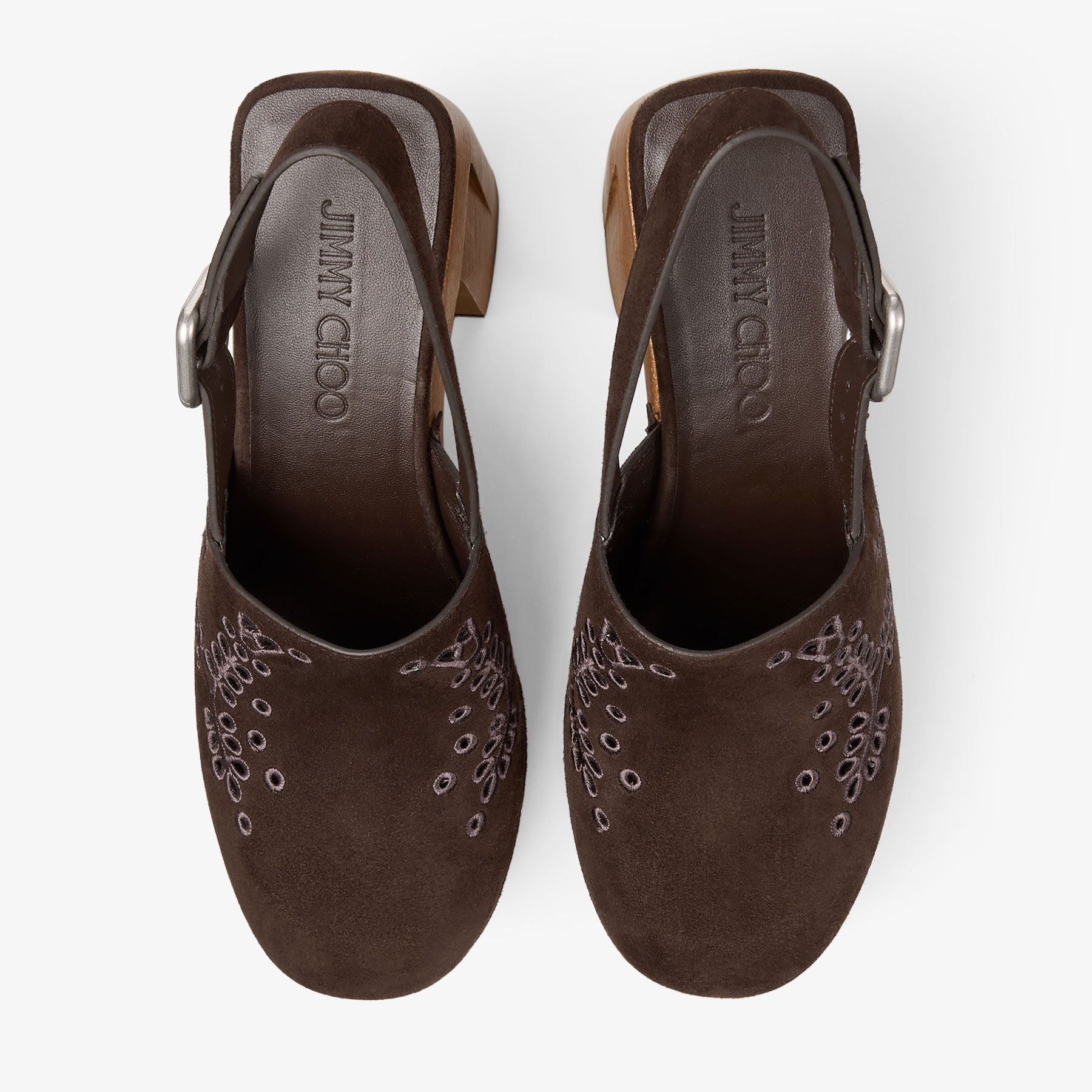 Alida Platform 135 Suede Slingback Clog with Sangallo Embroidery