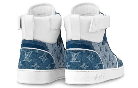 (WMNS) LOUIS VUITTON LV Boombox Monogram High-Top Sneakers Denim-Blue 1A8E3C