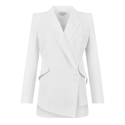 Leaf Crepe Drop Hem Blazer
