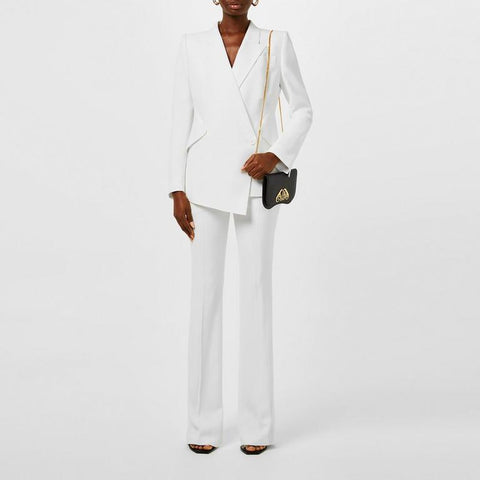 Leaf Crepe Drop Hem Blazer