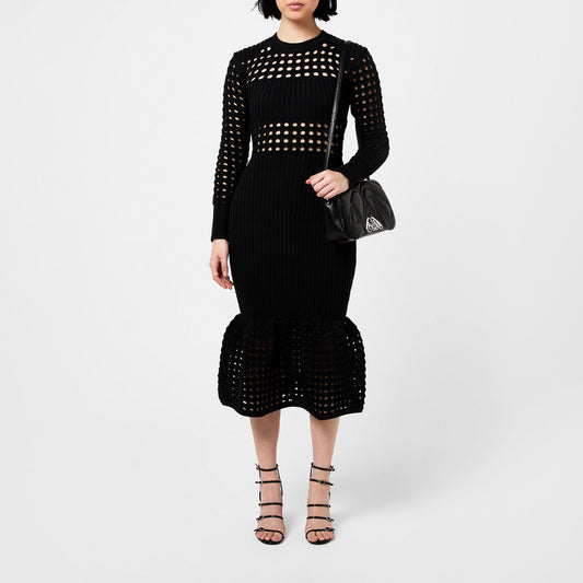 Knitted Mesh Midi Dress