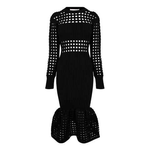 Knitted Mesh Midi Dress