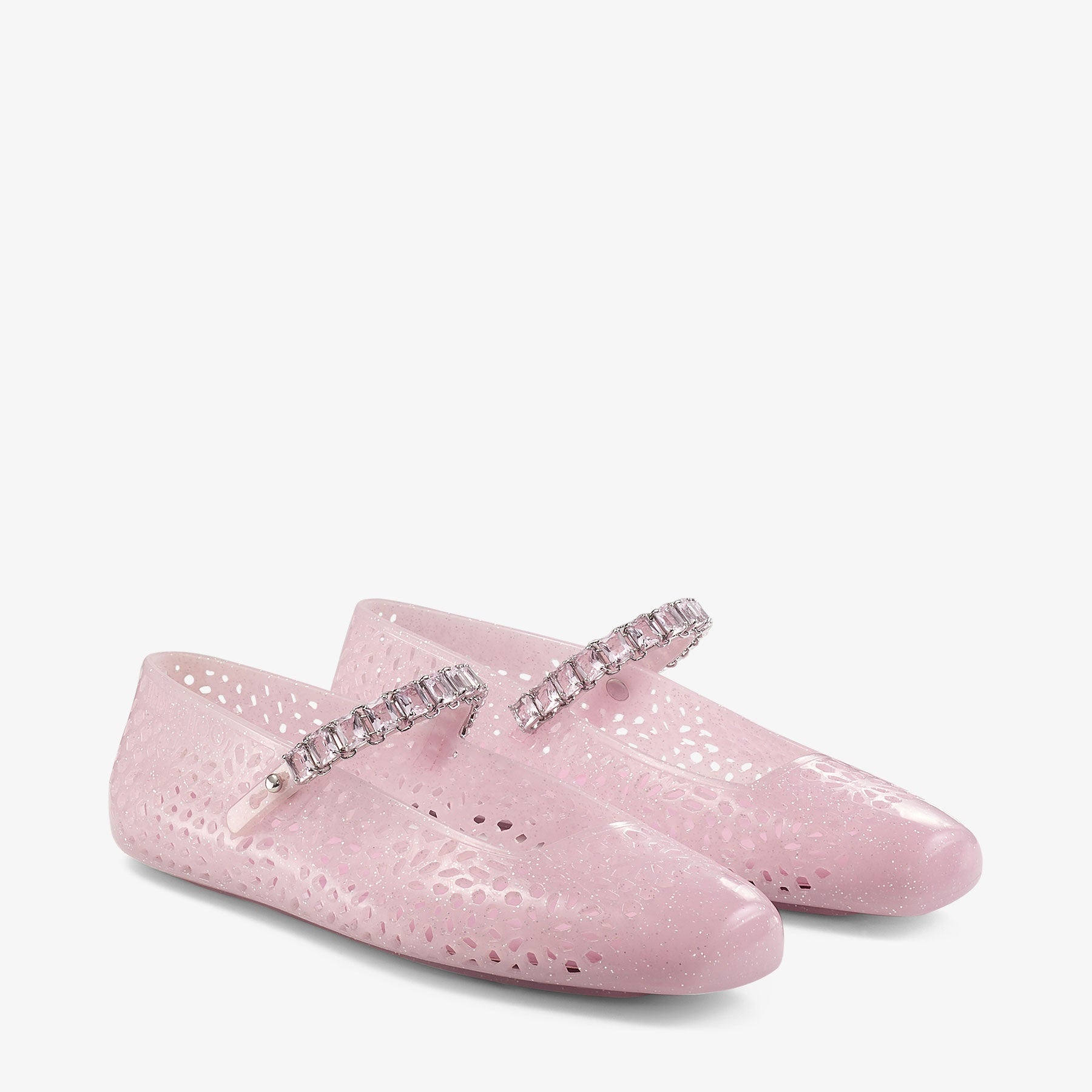 The Jelly Cotton Candy Jelly Ballerina Flats with Crystal Embellishment