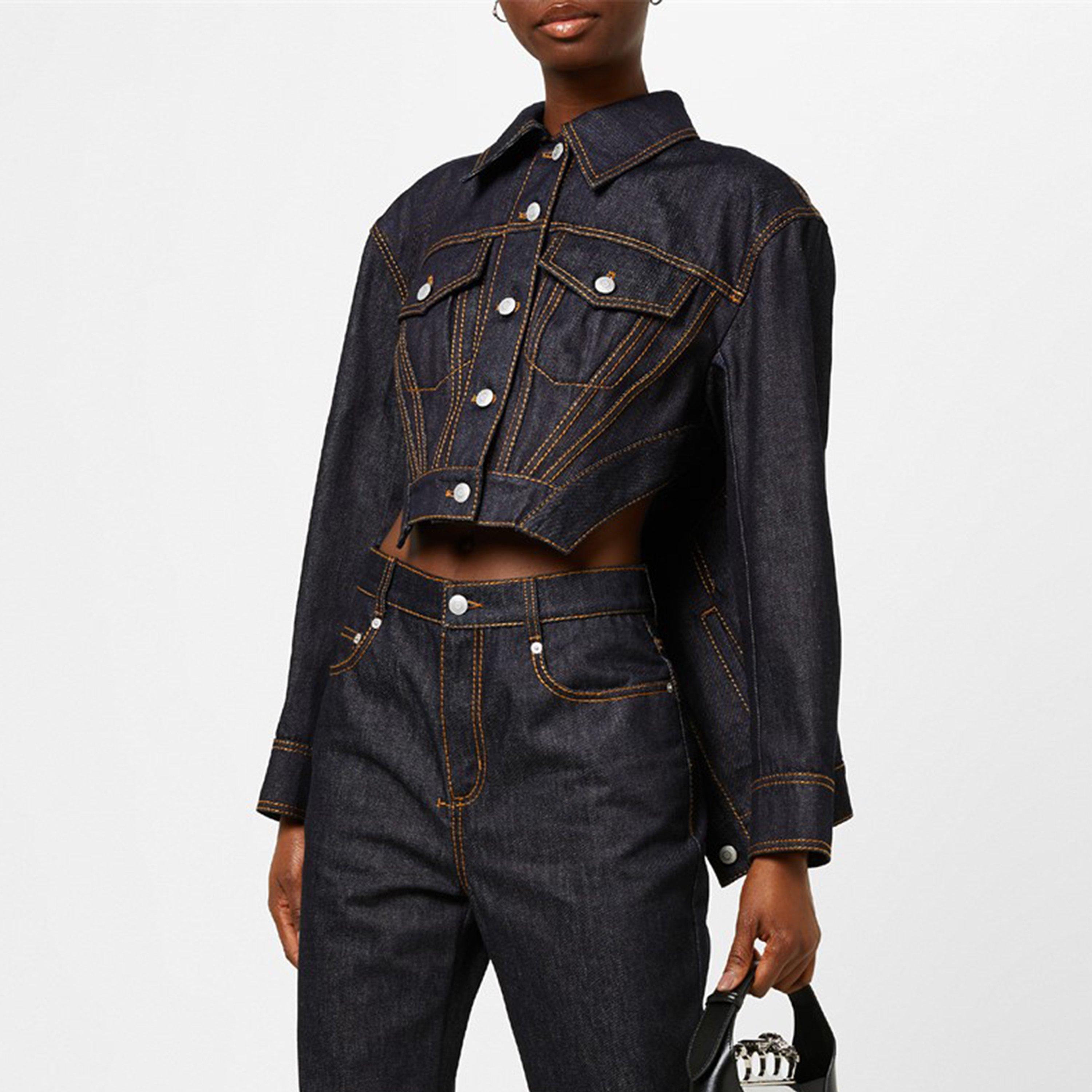 Denim Slashed Panelled Jacket