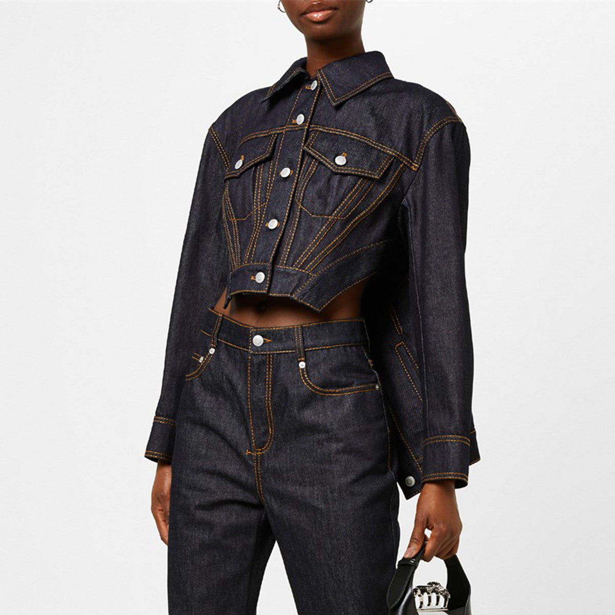 Denim Slashed Panelled Jacket