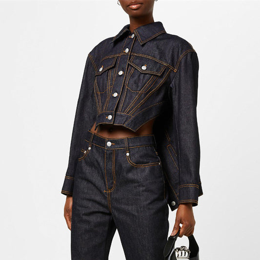 Denim Slashed Panelled Jacket