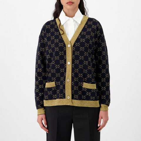 Women's GG Cotton Lamé Cardigan