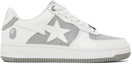 White & Gray STA #6 Sneakers