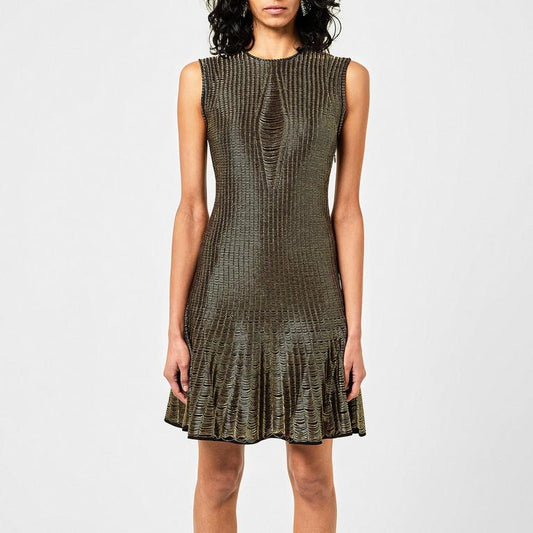 Metallic Flared Knitted Mini Dress
