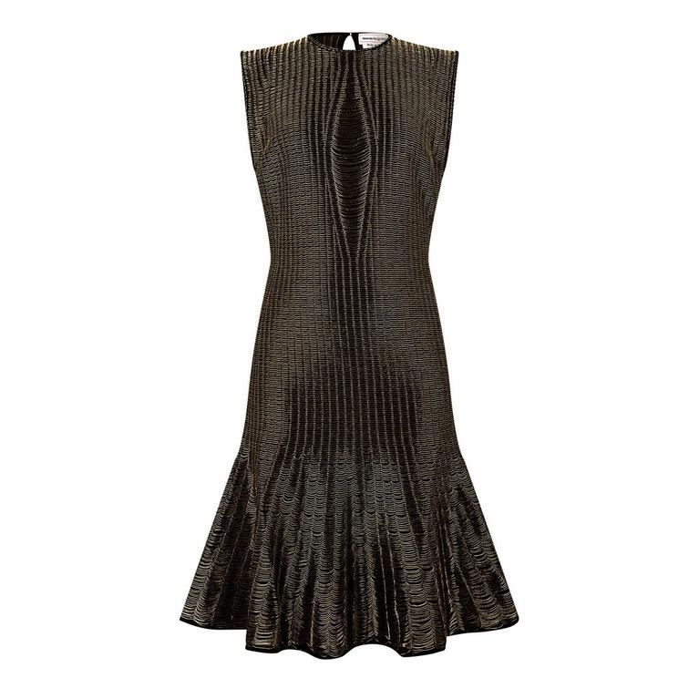 Metallic Flared Knitted Mini Dress