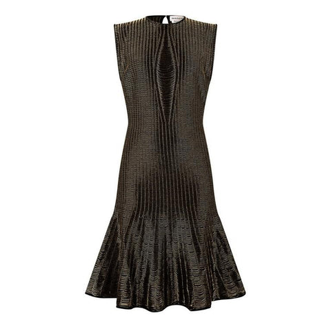Metallic Flared Knitted Mini Dress