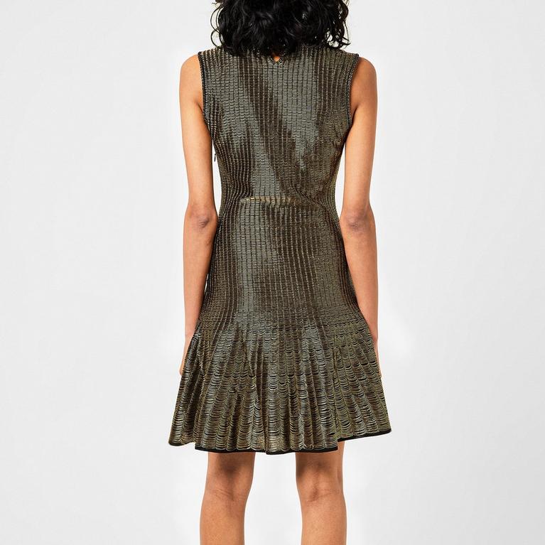 Metallic Flared Knitted Mini Dress